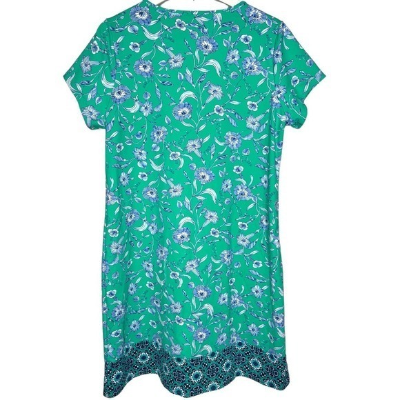 Lands' End Blue Green Short Sleeve Shift Dress Size M/L - Picture 2 of 5